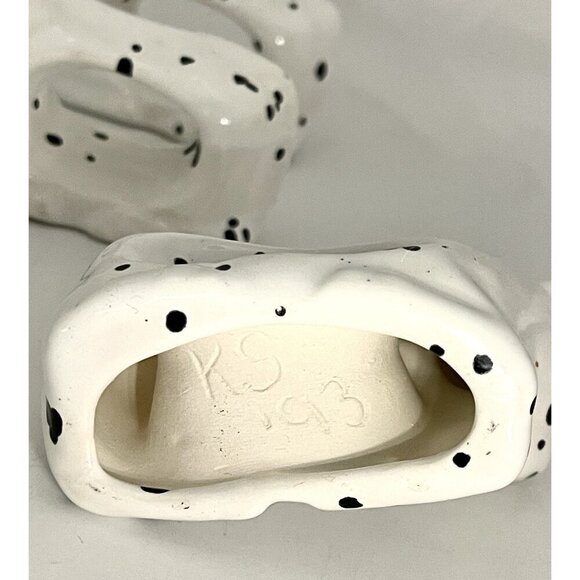 Cottage Farmhouse Spotted Cows Napkin Rings Set of 4 Ceramics Rustic White - Picture 6 of 11